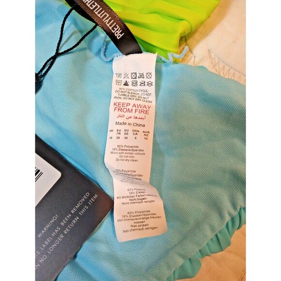 Pretty Little Things Ruched Front And Back  Lime Green, Baby Blue Bikini Bottom - Picture 4 of 6